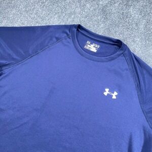 Under Armour Shirt Men Large Blue Loose Fit Babe Ruth League Stretch Heatgear